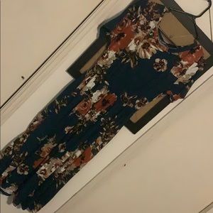 Hazel Blues Teal Floral Midi Dress